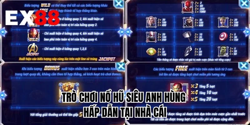 Trò chơi nổ hũ siêu anh hùng hấp dẫn tại nhà cái